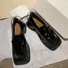 SURES BUTS Platforma Modna skóra Oxfords Retro Black Women's Luxury Design Chunky Heels Seksowne kwadratowe mokasyny sprężynowe pompki