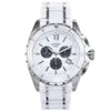 New Men Quartz Watch White Ceramic Two-tone Stainless Steel Back Dial Silver Hands chronograph2442338N