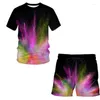 Mannen Trainingspakken Splash Tie Verven Gedrukt Trainingspak Lente Zomer 3D T-shirt Shorts Set Plus Size Vrouwen Mannen Kleding pak