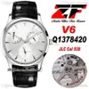 ZF V6 Master Ultra Thin Thin Reserve de Marche SA938 Automatic Mens Watch Q1378420 38mm Power Reserve Steel Case White Dial Black Leath2784