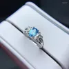 Cluster Rings KJJEAXCMY Fine Jewelry S925 Sterling Silver Inlaid Natural Blue Topaz Girl Exquisite Ring Support Test Chinese Style Selling