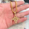 Collana con ciondolo nodo irlandese strega in acciaio inossidabile vintage Croce celtica Donna Uomo Collane portafortuna Gioielli amuleto