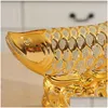 Oggetti decorativi Figurine Decorazioni europee Artigianato Ceramica Decorazione creativa della stanza Artigianato Oro Porcellana Arowana Deco Dhqvg