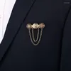 Broches Mode Gland Chaîne Cristal Pins Évider Rond Costume Chandail Badeg Revers Luxulry Bijoux Broche Accessoires