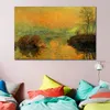 Setting Sun on The Seine at Lavacourt Effect of Winter Claude Monet Painting Impressionist Art Hand Painted Canvas Wall Decor