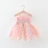 Abiti da ragazza Summer Girls 'Princess Party Birthday Dress Back Bow Wings Fairy Strap Ricamato Butterfly Mesh 230713