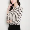 Blusas de mujer Chikichi elegante solapa Casual suelta camisa de gasa Top cárdigan a rayas 2023 otoño ropa femenina
