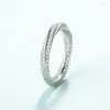 Bagues de grappe Unique Handmade Fine Jewelry Real 925 Sterling Silver Pave White Sapphire CZ Diamond Twist Women Wedding Band Ring Gift