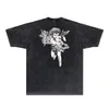 남성용 T 셔츠 유럽과 미국 패션 하이 스트리트 레트로 하이 버전 천사 세탁 된 오래된 짧은 슬리브 티셔츠