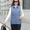 Kvinnors västar 2023 Kvinnor värmer Vest Autumn och Winter Cotton Warm Jacket Down Stand Collar Ladies Sleeveless H48