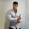 Męskie koszule męskie męskie super rękawie Super Slim Slim Fit Casual Casual Shirt Wiosna jesienna zima Wysoka jakość Turn Down Down Down Sukienka biznesowa Mężczyźni T230714