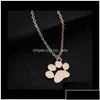 Pendant Necklaces Cat And Dog Paw Print Animal Jewelry Women Necklace Cute Delicate Statement 29Mjy 5Jasy Drop Delivery Pendants Dhywx