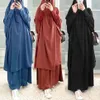 Ramadan Preghiera musulmana Indumento Set Donna Hijab con cappuccio Abito Jilbab Abaya Set gonna lunga Khimar Djellaba Eid Abito islamico Niqab278Z