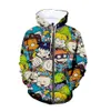 Cartoon Rugrats 90 -tal 3D -tryck kausalkläder Nya mode män kvinnor dragkedja hoodies hk018258e