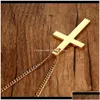 Pendant Necklaces Fashion Stainless Steel Necklace For Men Women Gold Sier Black Link Chain Jesus Cross Prayer Jewelry Cefdh Zi6Pf D Dhtue