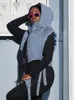 レインコート冬の女性の袖なしジャンレースアップベストコート女性ジッパーファッションデザインパーカーストリートウェア肥厚アウトウェアトップ