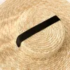 Wide Brim Hats Bucket Hat Raffia Boater 15cm 18cm Straw Flat Women Summer With White Black Ribbon Tie Sun Beach Cap 230713