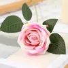 Dekorativa blommor 5st Single Rose STEM Högkvalitativ konstgjord siden lämnar rött sammet bröllopsfest hem