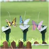 Garden Decorations Solar Power Dancing Flying Fjärilar Beautif Creative Fluting Vibration Fly Hummingbird Birds Yard Decoratio Dhwfy