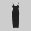 Casual Dresses Est Style Women Fashion Summer Black Bodycon Dress Sexy Spaghetti Strap With Eyelet Cross String Design Party Red Carpet Gown