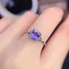 925 Silver Lavender Purple Diamond Ring Simple Princess Zircon till Blue Diamond Open Color Treasure Ring for Women Party SMEEXKE L230704