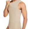 Herren-Tanktops, Herren-Unterhemden, eng anliegende, hochelastische, gerippte Nylon-Weste mit Rundhalsausschnitt für junge Menschen