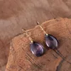 Boucles d'oreilles pendantes Boho Purple Lady Boucle d'oreille goutte d'eau en fluorite en pierre naturelle