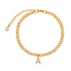 Cavigliere a z Cubic Zirconia Intinal Letter Cavigliera Bracciali per donna Regolabile in acciaio inossidabile Cuban Link Foot Chain Beach Jewelry 230607