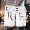 Initial Letter A to Z Marble Pattern Phone Case For iPhone 11 12 13 Pro Max Mini 7 8 Plus X XR XS Max Soft TPU Silicone Cover L230619