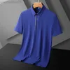 Men's T-Shirts Summer Ice Silk Button Polo Shirt Men High Quality Plus Size Short Sleeve Tops Breathable Business Polos Men's Casual T-shirt L230713