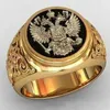 Herrmode 18K Gold Color Ring Luxury Domineering Carved Ring Wedding Engagement Ring Party Jycken Storlek 613 L230704