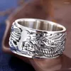 Bagues de grappe bague en argent faite à la main rétro personnalité tendance dominante temps Dragon chanceux bijoux rotatifs pour hommes