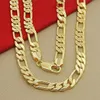 Halsband hänge halsband hög kvalitet mens 8mm 24 60 cm guld halsband 24k gul färg figaro kedja för manliga lyxsmycken 230714