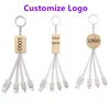 Key chain Environmental Charging Cable Straw a Tow Three Data Cable Three In One Wheat Straw Stand Data Cable i0714