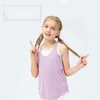 Lulu Girls' Spring/summer Sports Tank Top Ice Feel Skincare Relaxed Yoga Dress Dance Running Training Children's Cover Up