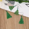 Boucles d'oreilles pendantes riz perle arbre de noël vert mode minimaliste polyvalent tricoté à la main bohème alliage femmes perlé