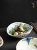 Kaseler yaratıcı mavi ve beyaz pirinç kase boyalı seramik plaka ev özel şekilli meyve salata tatlı çorbası erişte daldırma tabağı