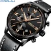 CRRJU mannen Chronograaf Lederen Horloges Militaire Sport waterdichte Klok Mannelijke Business Casual Mode Jurk Quartz Watch346A