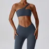 Yoga Outfit NCLAGEN Oblique One Shoulder Suit Running Loisirs Sports Fitnes Gym Workout Training Pushup Bra Pantalon Leggings Set 230713