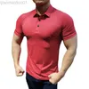 Men's T-Shirts 2023 Summer Men Short Sleeve Running Shirt Sports Jogging Gym Training Dry Fit Sportswear Fitness trainer elastic Polo T-shirt L230713