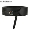 Bälten Rainie Sean Wide Belt Black Cummerbunds for Women Faux Leather Vintage Dresses Corsets