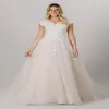 2021 Abiti da sposa modesti champagne maniche ad aletta scollo a V bottoni in rilievo pizzo LDS abiti da sposa abito da sposa religioso country3092