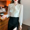 Blusas Femininas 2023 Fashion Chiffon Office Lady Camisa Elegante Blusa Feminina de Manga Longa Com Laço Damasco Sweet Tops Roupas de Primavera 24687