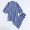 Japanische Kimono Baumwolle Pyjamas Männer Samurai Kostüm Bademantel Haori Yukata Jinbei Set Nachtwäsche Kurzarm Frau Japan Clothes316H