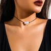 Sexy Zwarte Wax Lijn Verstelbare Touw Strik Terug Ketting Ketting Vrouwen Eenvoudige Imitatie Parel Hanger Sieraden Accessoires