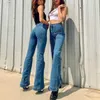 الجينز النسائي Y2K High Weist Ladies 2023 Summer Streetwear فضفاضة سراويل مزدهرات مصممة للنساء تصميم بنطلون غسول أزياء جان