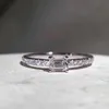 2022 NUOVI anelli semplici per le donne S925 argento sterling moissanite promessa fidanzamento fascia nuziale gioielli eternità regalo L230704