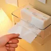 Tissue Boxes Napkins Wall-mounted Transparent Tissue Box Wet Wipe Holder Napkin Paper Rack Face Towel Storage Box Bathroom Paper Holder R230714