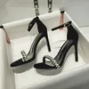 Sapato social francês preto sexy salto alto charme elegante verão listrado nu sandálias de strass festa feminina