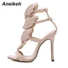 Sandals Aneikeh Patent Leather Sandalias De Las Mujeres TOTEM Women Shoe Party Fashion Buckle Strap Round Toe Thin Heels Size 35-42 230714